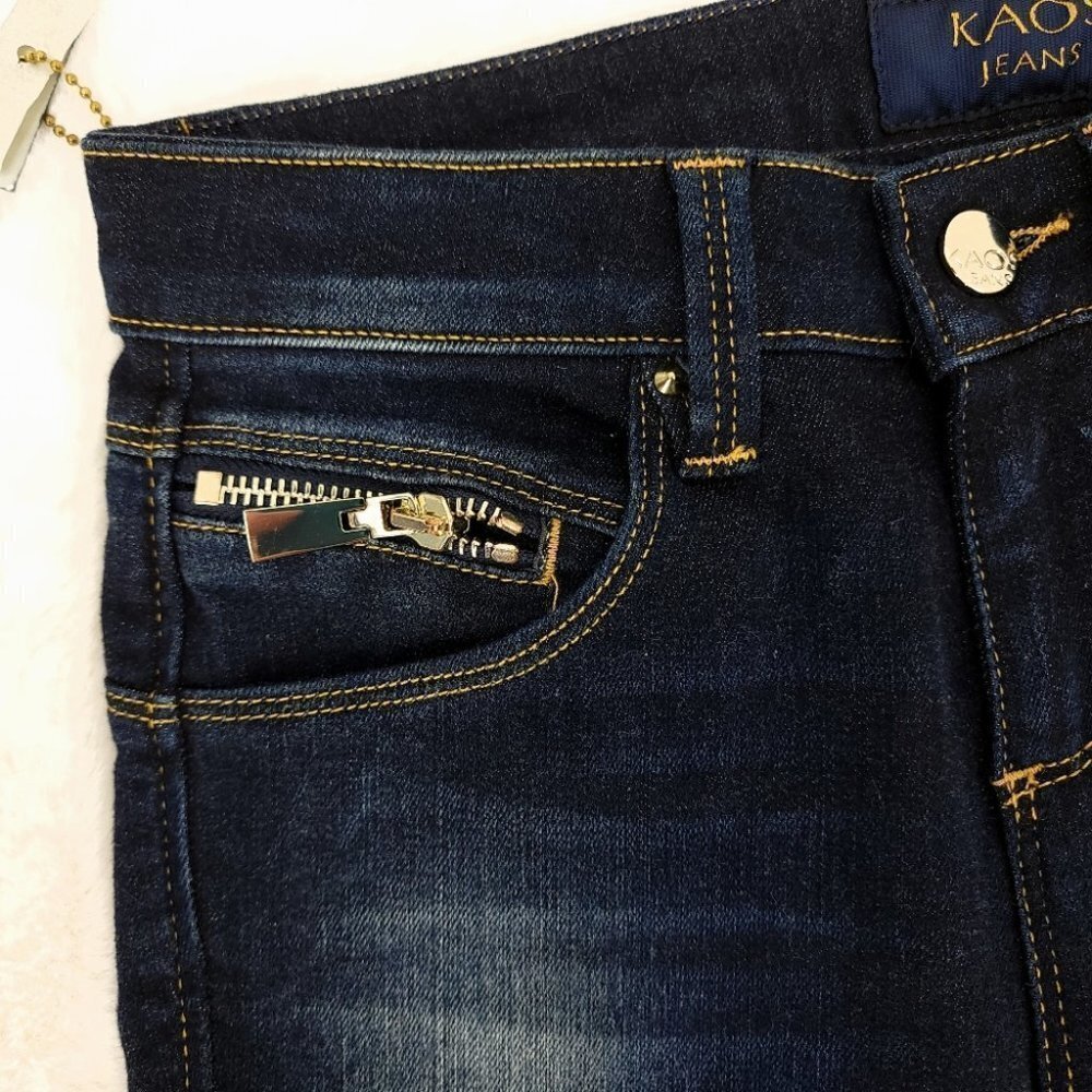 Kaos Italian NWT Women's 25 Straight Blue Jeans HIJBL027 RN# 145736 Flexible - Picture 4 of 16